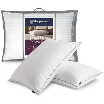 Silentnight Sleepeezee Hotel Luxe Pillow Pair - Generously Filled with Anti-Alle Silentnight Sleepeezee Hotel Luxe Pillow Pair - Generously Filled with Anti-Alle