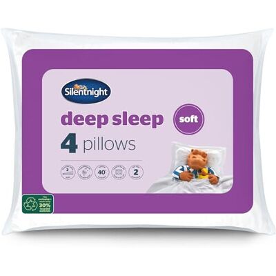 Silentnight Soft Deep Sleep Pillows 4 Pack Soft Support Pillows Designed for S Silentnight Soft Deep Sleep Pillows 4 Pack Soft Support Pillows Designed for S