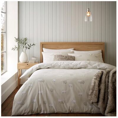 Catherine Lansfield Natural Reversible Stripe Duvet Cover Bedding Set Catherine Lansfield Natural Reversible Stripe Duvet Cover Bedding Set