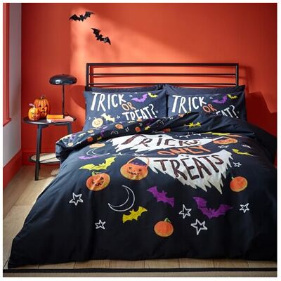 Catherine Lansfield Halloween Trick or Treat Reversible Single Duvet Cover Set w Catherine Lansfield Halloween Trick or Treat Reversible Single Duvet Cover Set w