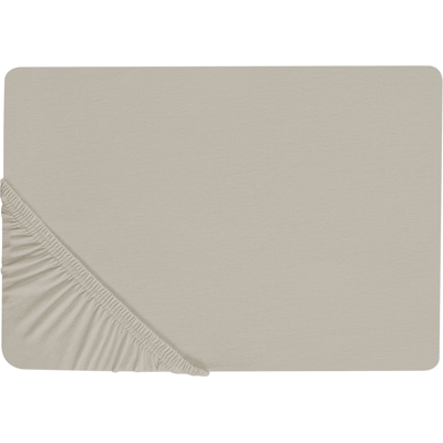 Beliani Fitted Sheet Taupe Cotton 140 x 200 cm Elastic Edging - Fitted Sheet Beliani Fitted Sheet Taupe Cotton 140 x 200 cm Elastic Edging - Fitted Sheet