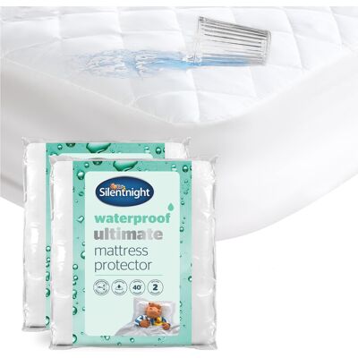Silentnight Supersoft Waterproof Mattress Protector 2 Pack - Luxury Quilted Quie Silentnight Supersoft Waterproof Mattress Protector 2 Pack - Luxury Quilted Quie