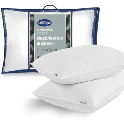 Silentnight Feather and Down Pillows 2 Pack - Luxury Hotel Quality Duck Feather Silentnight Feather and Down Pillows 2 Pack - Luxury Hotel Quality Duck Feather