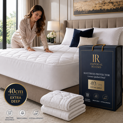 (Double) Imperial Rooms Extra Deep 40cm Quilted Mattress Protector ALL UK Size (Double) Imperial Rooms Extra Deep 40cm Quilted Mattress Protector ALL UK Size