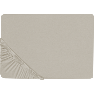 Beliani JANBU Taupe Cotton Fitted Sheet - Fitted Sheet Beliani JANBU Taupe Cotton Fitted Sheet - Fitted Sheet