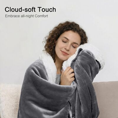 Yorkshire Bedding (Grey, Double (150 x 200 cm)) Sherpa Fleece Blanket Bed Throw Reversible Sofa Mi Yorkshire Bedding (Grey, Double (150 x 200 cm)) Sherpa Fleece Blanket Bed Throw Reversible Sofa Mi