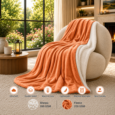 Imperial Rooms - Sherpa - Rust/Orange - 130x150 cm - Blanket Imperial Rooms - Sherpa - Rust/Orange - 130x150 cm - Blanket