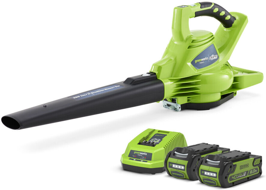 Greenworks GD040BVK2 Cordless 40v Garden Leaf Blower & Vacuum 185mph 2x Batts