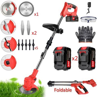 2 Battery 24V Cordless Strimmer Grass Trimmer Electric Garden Edger Weed Cutter 2 Battery 24V Cordless Strimmer Grass Trimmer Electric Garden Edger Weed Cutter