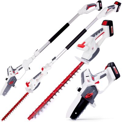 NETTA 20V Cordless 4-in-1 Pole & Handheld Hedge Trimmer and Chainsaw NETTA 20V Cordless 4-in-1 Pole & Handheld Hedge Trimmer and Chainsaw