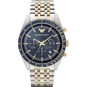 Emporio Armani Mens Chronograph Watch Two Tone Stainless Steel Bracelet Blue Dia Emporio Armani Mens Chronograph Watch Two Tone Stainless Steel Bracelet Blue Dia