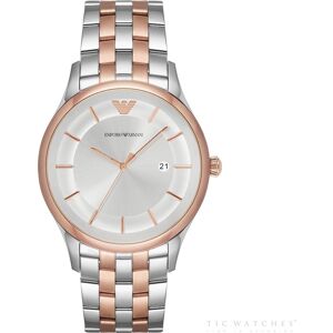 Emporio Armani Mens Gents Watch Rose Gold And Silver Stainless Steel Strap Silve Emporio Armani Mens Gents Watch Rose Gold And Silver Stainless Steel Strap Silve