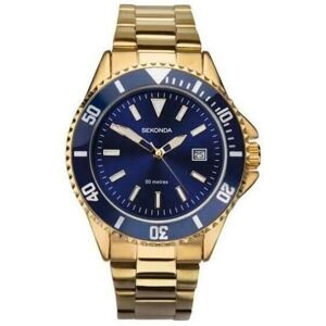 Sekonda Mens Blue Dial Analogue Display and Gold Plated Bracelet 1516 Sekonda Mens Blue Dial Analogue Display and Gold Plated Bracelet 1516