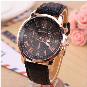 Unbranded (Black) New Fashion Geneva Women Leather Band Stainless Steel Quartz Analog Wris Unbranded (Black) New Fashion Geneva Women Leather Band Stainless Steel Quartz Analog Wris