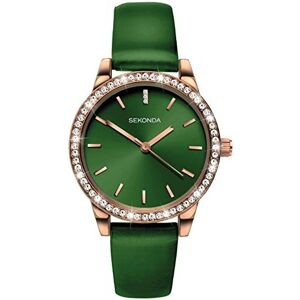 Sekonda Editions Ladies Analogue Quartz Watch with Rose Gold Case and Green Stra Sekonda Editions Ladies Analogue Quartz Watch with Rose Gold Case and Green Stra
