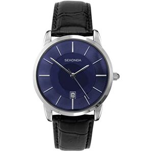 Sekonda Men's Quartz Watch with Blue Dial Analogue Display & Black Leather Strap Sekonda Men's Quartz Watch with Blue Dial Analogue Display & Black Leather Strap