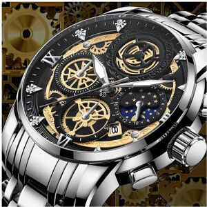 Unbranded Business Watch Men Skeleton Automatic Quartz Watch Silver Vintage Man Watchwrist Unbranded Business Watch Men Skeleton Automatic Quartz Watch Silver Vintage Man Watchwrist