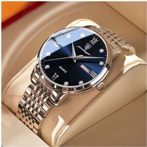 Unbranded (Sliver Blue) Watch Stylish Quartz Mens Luminous Business Fashion Steel Strap Unbranded (Sliver Blue) Watch Stylish Quartz Mens Luminous Business Fashion Steel Strap