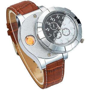 Unbranded (Black and white brown) Usb Charging Lighter Watch Men Electronic Sports Quartz Unbranded (Black and white brown) Usb Charging Lighter Watch Men Electronic Sports Quartz