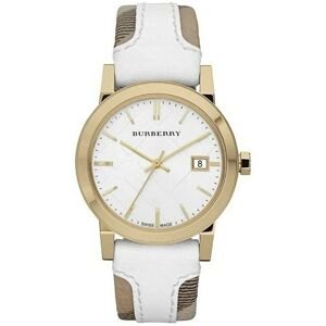 Burberry BU9110 Leather White Large Check Women's Watch Burberry BU9110 Leather White Large Check Women's Watch