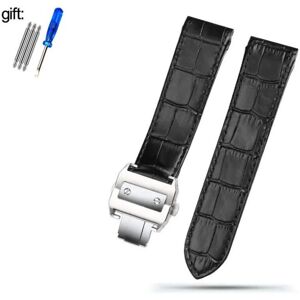 Unbranded (Black-silver 23mm) Genuine Leather Watch Strap For Cartier Santos 100 Men&apos Unbranded (Black-silver 23mm) Genuine Leather Watch Strap For Cartier Santos 100 Men&apos