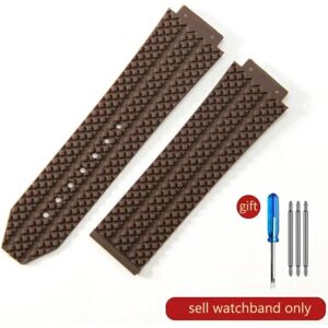Unbranded (J01-Brown-No Buckle 24x17mm) For Hublot Yubo High Quality Silicone Waterproof Unbranded (J01-Brown-No Buckle 24x17mm) For Hublot Yubo High Quality Silicone Waterproof