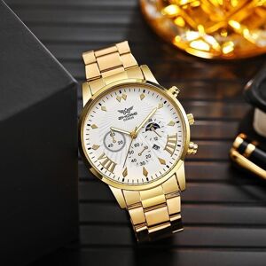 Unbranded (gold,white) Men's Stainless Steel Quartz Watch With Date Display Unbranded (gold,white) Men's Stainless Steel Quartz Watch With Date Display