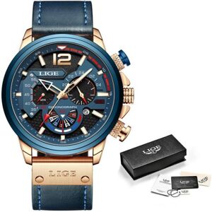 Maxpower (Gold Blue) LIGE 2022 New Fashion Mens Leather Quartz Watch For Men Top Brand Lu Maxpower (Gold Blue) LIGE 2022 New Fashion Mens Leather Quartz Watch For Men Top Brand Lu