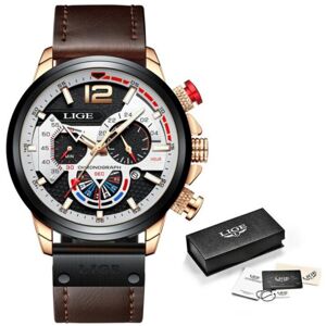 Maxpower (Gold White) LIGE 2022 New Fashion Mens Leather Quartz Watch For Men Top Brand L Maxpower (Gold White) LIGE 2022 New Fashion Mens Leather Quartz Watch For Men Top Brand L