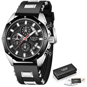 Maxpower (Silver Black) LIGE New Watch Men Luxury Brand Big Dial Watches Men Waterproof Q Maxpower (Silver Black) LIGE New Watch Men Luxury Brand Big Dial Watches Men Waterproof Q
