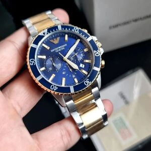 EMPORIO ARMANI AR11362 MEN'S WATCH SILVER GOLD BRACELET GREEN DIAL EMPORIO ARMANI AR11362 MEN'S WATCH SILVER GOLD BRACELET GREEN DIAL