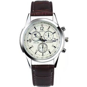 Unbranded (Brown White) Watch Comfortable Mens Simple Quartz Business Comfortable Decorati Unbranded (Brown White) Watch Comfortable Mens Simple Quartz Business Comfortable Decorati