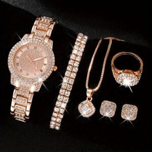 Unbranded (rose gold) 6 Pcs/Set Women's Watches, Luxury Rhinestone Quartz Watch, Roman Fas Unbranded (rose gold) 6 Pcs/Set Women's Watches, Luxury Rhinestone Quartz Watch, Roman Fas
