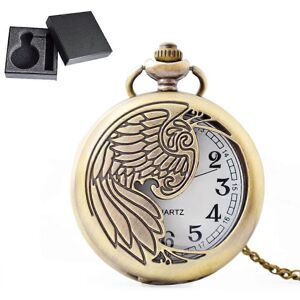 Unbranded (As show, One size) Vintage Pocket Watch Quartz Pocket Watch with ChainWings, Ro Unbranded (As show, One size) Vintage Pocket Watch Quartz Pocket Watch with ChainWings, Ro