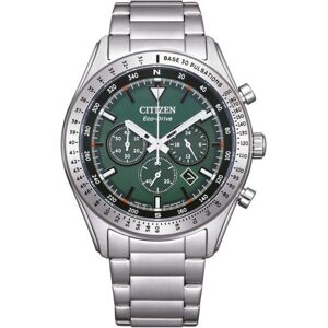 Citizen Ca4600-89x Men's Eco-drive Chronograph Watch - 43mm Green Dial, Stainles Citizen Ca4600-89x Men's Eco-drive Chronograph Watch - 43mm Green Dial, Stainles