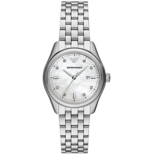Emporio Armani Ar11614 Women's Watch - Silver Steel, Mop Dial, Date Emporio Armani Ar11614 Women's Watch - Silver Steel, Mop Dial, Date