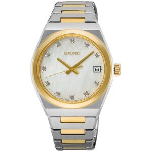 Seiko Sur604p1 Women's Quartz Watch – 34mm Two-tone Steel, Mop Dial, Diamond Mar Seiko Sur604p1 Women's Quartz Watch – 34mm Two-tone Steel, Mop Dial, Diamond Mar
