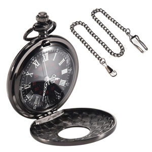 Bez marki Steampunk Black Roman Numerals Necklace Quartz Pocket Watch Gift Bez marki Steampunk Black Roman Numerals Necklace Quartz Pocket Watch Gift