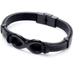Jewelco London Mens Black Leather Stainless Steel 18mm Infinity Symbol 8 Strap B Jewelco London Mens Black Leather Stainless Steel 18mm Infinity Symbol 8 Strap B