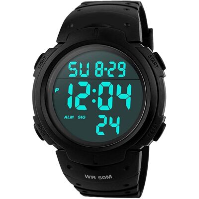 RSVOM Mens Sports Digital Watches, 5 ATM Waterproof Sport Watch with Alarm Black Big F RSVOM Mens Sports Digital Watches, 5 ATM Waterproof Sport Watch with Alarm Black Big F