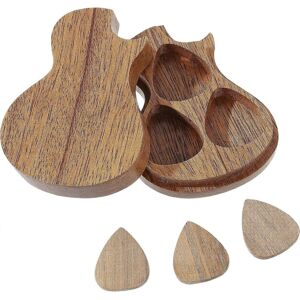 Unbranded Guitar Wooden Pick Box Case with 3 Pcs Guitar Wood Picks Storage Holder Organize Unbranded Guitar Wooden Pick Box Case with 3 Pcs Guitar Wood Picks Storage Holder Organize