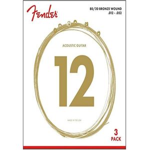 Fender 80/20 Bronze Acousitc Guitar Strings Ball End 70L .012-.052 3-Pack Fender 80/20 Bronze Acousitc Guitar Strings Ball End 70L .012-.052 3-Pack