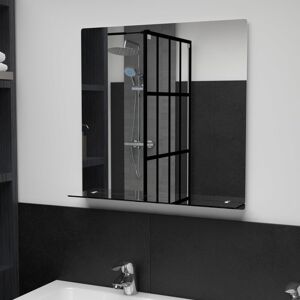 vidaXL Wall Mirror with Shelf 60x60cm Tempered Glass Bathroom Makeup Vanity vidaXL Wall Mirror with Shelf 60x60cm Tempered Glass Bathroom Makeup Vanity