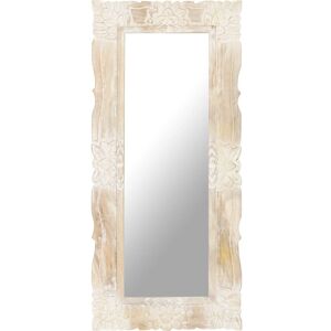 vidaXL Solid Mango Wood Mirror White 110x50 cm Home Wall Mounted Makeup Mirror vidaXL Solid Mango Wood Mirror White 110x50 cm Home Wall Mounted Makeup Mirror