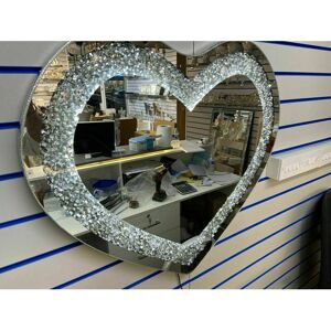 Biznest 80x70cm Led Light Heart Shape Crushed Crystal Diamante Wall Mirror Biznest 80x70cm Led Light Heart Shape Crushed Crystal Diamante Wall Mirror