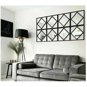 Biznest Set Of 3 Square Diamond Shape Frame Black Wall Mirror Modern 40X40Cm Biznest Set Of 3 Square Diamond Shape Frame Black Wall Mirror Modern 40X40Cm