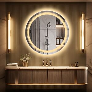 LUVODI 24 inch Round Backlit Led Wall Bathroom Mirror Anti-Fog Demister LUVODI 24 inch Round Backlit Led Wall Bathroom Mirror Anti-Fog Demister