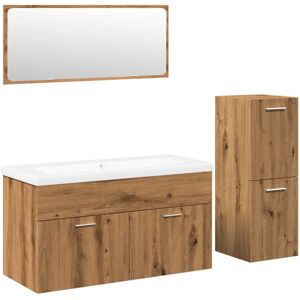 (artisan oak) vidaXL Bathroom Furniture Set Chipboard Wall Mirror Multi Sizes Mu (artisan oak) vidaXL Bathroom Furniture Set Chipboard Wall Mirror Multi Sizes Mu