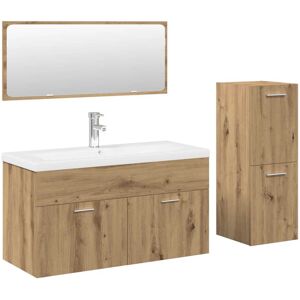 (artisan oak) vidaXL Bathroom Furniture Set Chipboard Wall Mirror Multi Sizes Mu (artisan oak) vidaXL Bathroom Furniture Set Chipboard Wall Mirror Multi Sizes Mu