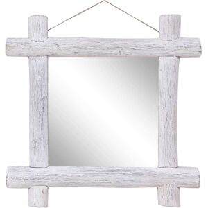vidaXL Log Mirror in White ? 70x70 cm ? Crafted from Solid Reclaimed Wood ? Scan vidaXL Log Mirror in White ? 70x70 cm ? Crafted from Solid Reclaimed Wood ? Scan